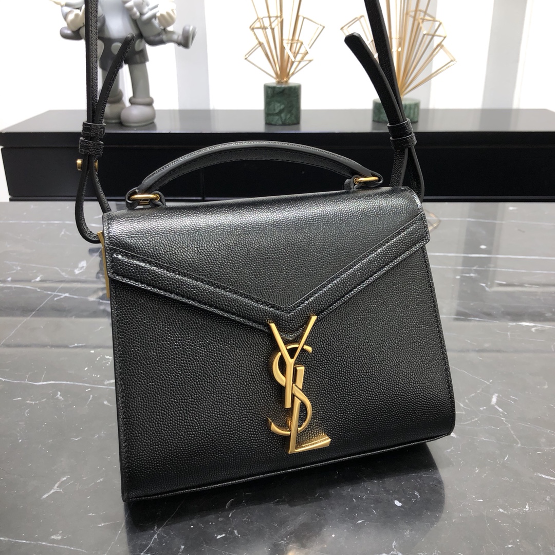 Saint Laurent Cassandera Mini Grained Embossed Calfskin Handbag Shoulder Bag Black 623930